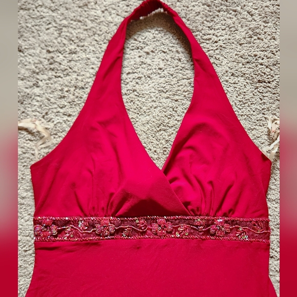 B Darlin Dresses & Skirts - y2k whimsigoth fairy red halter beaded dress fairy flirty formal prom sexy large